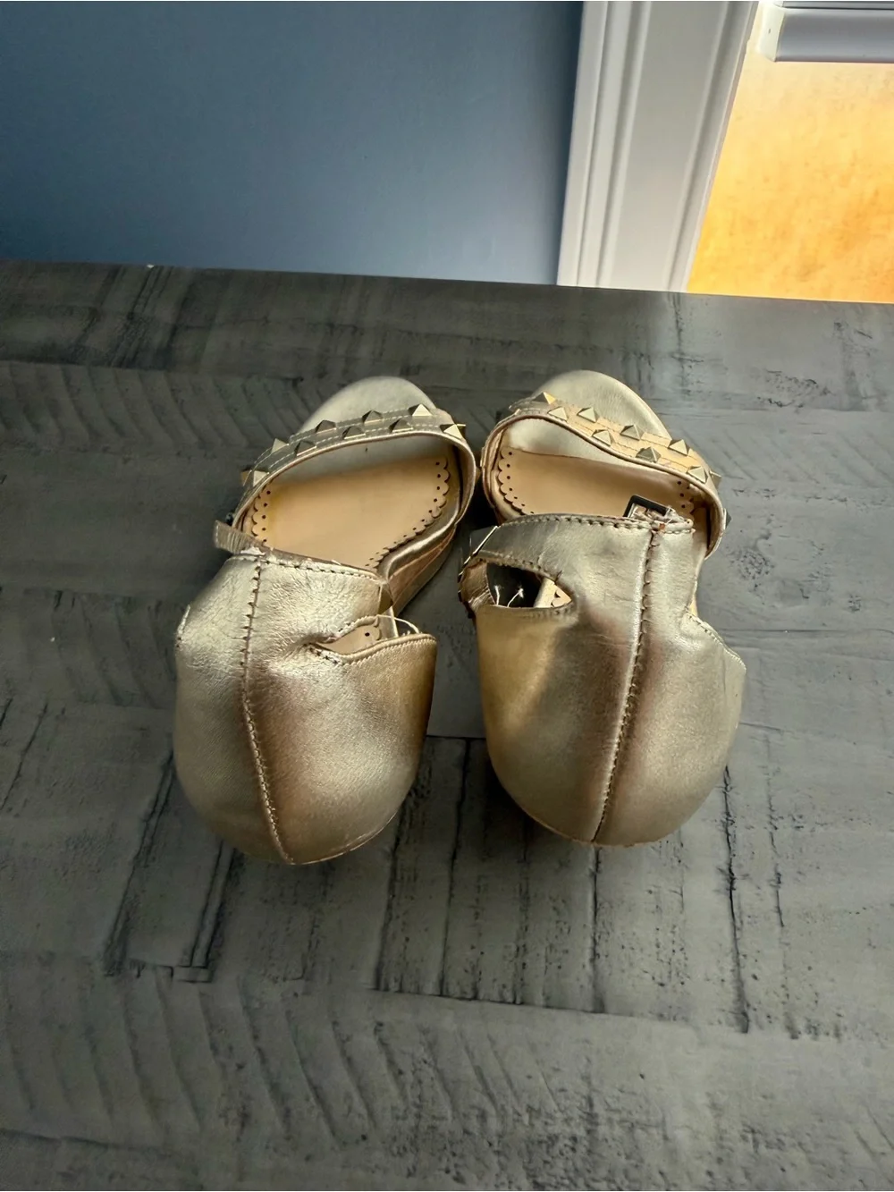 Lilly Pulitzer Metallic Gold Pyramid-Stud Cork Wedge Sandals